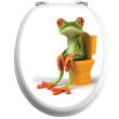 WC wall decals -Wc flap decal with a funny frog - ambiance-sticker.com