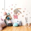 Wall decals child animals Wall decal animals watercolor rabbit in love - ambiance-sticker.com