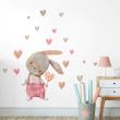 Wall decals child animals Wall decal animals watercolor rabbit in love - ambiance-sticker.com
