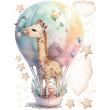 Animals wall decals - Baby giraffe in hot air balloon wall decal - ambiance-sticker.com