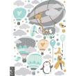 Stickers muraux Animaux - Baby giraffe in hot air balloon wall decal - ambiance-sticker.com
