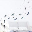 Wall decals boho design - Wall decal boho 15 indian feathers blue and the stars - ambiance-sticker.com
