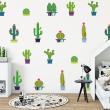 Wall decals boho design - Wall decal boho 8 cactus in pots - ambiance-sticker.com
