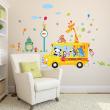 Wall decals for kids - Wall decal Bus with funny animals - ambiance-sticker.com