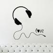 Wall decals music - Wall decal Headset love - ambiance-sticker.com