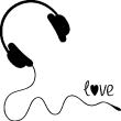 Wall decals music - Wall decal Headset love - ambiance-sticker.com