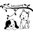 Animals wall decals - Cat and Dog Welcome Wall decal - ambiance-sticker.com