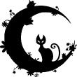 Animals wall decals - Flowered cat and the moon Wall decal - ambiance-sticker.com