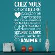 Wall decals with quotes - Wall decal quote chez nous on s'aime - ambiance-sticker.com