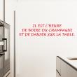 Wall decals with quotes - Quote wall decal kitchen il est l'heure de boire du champagne decoration - ambiance-sticker.com