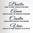 Wall decals with quotes - Wall decal – Baila, ama, canta, vive… - ambiance-sticker.com
