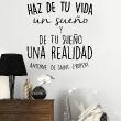 Wall decals with quotes - Wall decal Haz de tu vida un sueño - ambiance-sticker.com