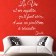 Wall decals with quotes - Wall decal La vie est un mystère...Ghandi - ambiance-sticker.com