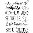 Wall decals with quotes - Quote wall decal le plaisir se ramasse, la joie ... - ambiance-sticker.com