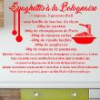 Wall decals for the kitchen - Wall decal quote Recipe Spaghettis à la bolognaise - decoration&#8203; - ambiance-sticker.com