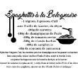 Wall decals for the kitchen - Wall decal quote Recipe Spaghettis à la bolognaise - decoration&#8203; - ambiance-sticker.com