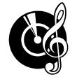 Wall decals music - Wall decal Vinyl disk and clef - ambiance-sticker.com
