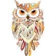 Wall decals boho design - Wall decal ethnic wise owl - ambiance-sticker.com