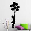 Wall decals design - Wall decal floating girl with balloons - ambiance-sticker.com