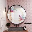 Mirror wall decals - Wall decals watercolor effect flowers and circles for mirror - ambiance-sticker.com