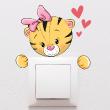 Wall decals Plugs & Swtich Buttons - Wall sticker for light switch tiger girl - ambiance-sticker.com