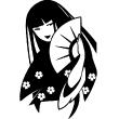 Figures wall decals - Wall decal Japanese with a fan - ambiance-sticker.com