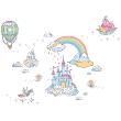 Wall decals for kids - Wall decals unicorn and fairies with fairy castle + 90 stars - ambiance-sticker.com