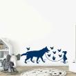 Animals wall decals - Wolf, birds and a little girl Wall decal - ambiance-sticker.com