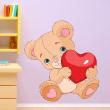 Wall decals kids - Teddy bear and his heart Wall sticker - ambiance-sticker.com