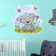 Wall decals for kids - Shy teddy and butterflies Wall decal - ambiance-sticker.com
