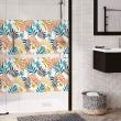 Blackout wall decals - Blackout and privacy sticker for window 1 meter x 40 cm colorful palm leaves - ambiance-sticker.com