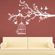 Animals wall decals - Birds on branch escape from their cages Wall sticker - ambiance-sticker.com