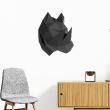 Wall decals 3D - Wall decal origami 3D black rhino in profile - ambiance-sticker.com