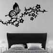 Flowers wall decals - Wall decal butterfly flowers and leaves - ambiance-sticker.com