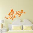 Flowers wall decals - Wall decal butterfly flowers and leaves - ambiance-sticker.com