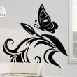 Flowers wall decals - Wall decal butterfly flying over its flower - ambiance-sticker.com