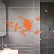 Bathroom wall decals - Wall decal Butterflies and baroque flower - ambiance-sticker.com