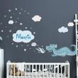 Wall decals Names - Wall decal blue dinosaur customizable names - ambiance-sticker.com