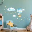 Wall decals Names - Wall decal elephant in hot air balloon + 70 stars customizable names - ambiance-sticker.com
