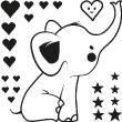 Animals wall decals - Small elephant with stars, hearts Wall decal - ambiance-sticker.com