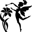 Wall decals for babies  Little fairy with a giant flower wall decal - ambiance-sticker.com