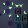 Phosphorescent  wall decals -  Wall decal Glow in the dark 9 cats - ambiance-sticker.com
