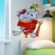 Wall decals for kids - Pirate hippopotamus and his parrot Wall decal - ambiance-sticker.com