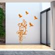 Flowers wall decals - Wall sticker flowering plant and its birds - ambiance-sticker.com