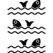Bathroom wall decals - Wall decal fish and waves - ambiance-sticker.com