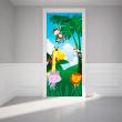 Wall decals for doors - Wall decal door Jungle animals - ambiance-sticker.com