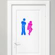 Wall decals for doors -  Wall decal door Toilet blue and pink woman - ambiance-sticker.com