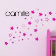Wall decal Personalized - Wall sticker customisable name + 35 pink stars - ambiance-sticker.com