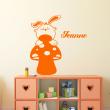 Wall decals Names - Rabbit on a mushroom Wall decal Customizable Names - ambiance-sticker.com