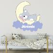 Wall decals Names - Wall decal customizable names teddy bear in the moonlight - ambiance-sticker.com